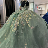 Shimmering Light Green Quinceanera Ball Gown with Corset Style